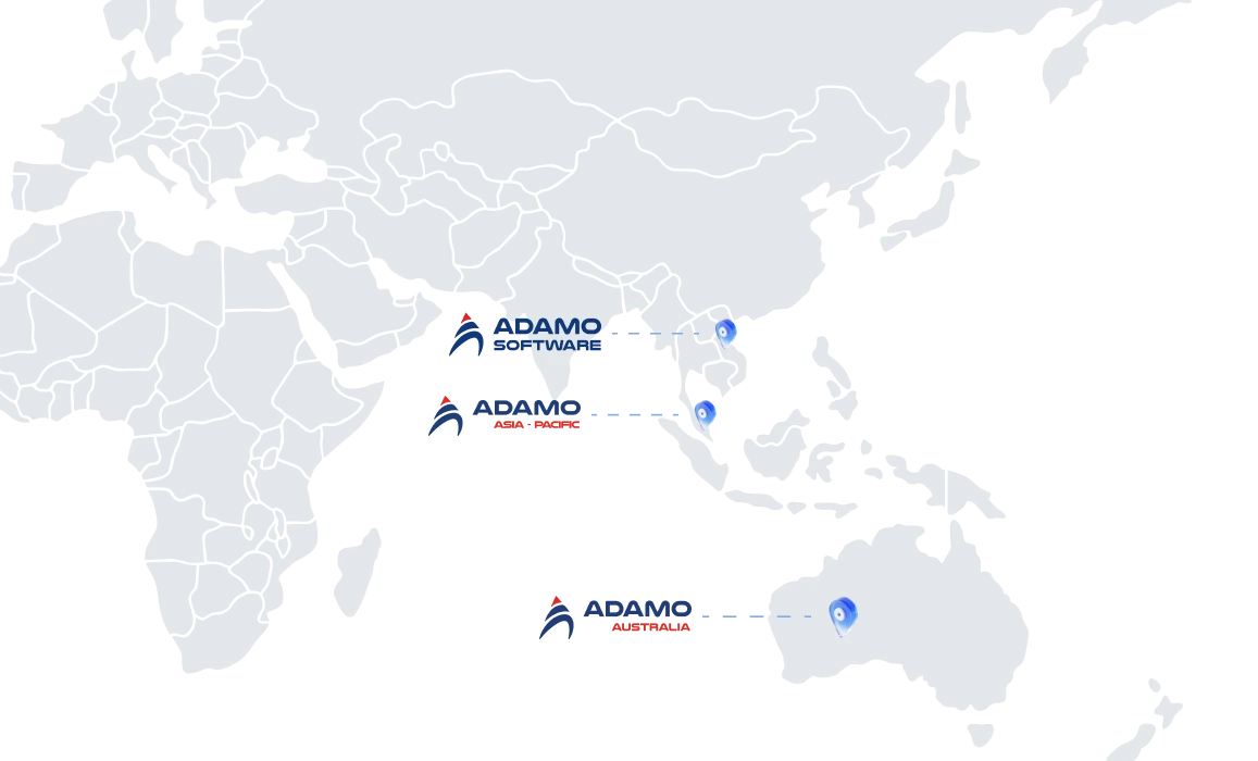 Adamo offices across Asia-Pacific: Vietnam, Singapore, and Australia