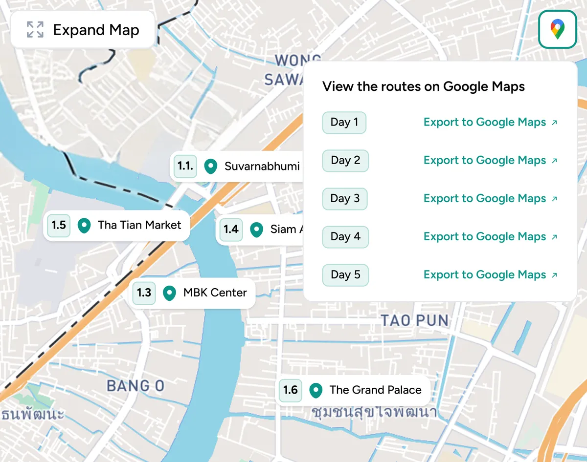Travel platform mobile map interface