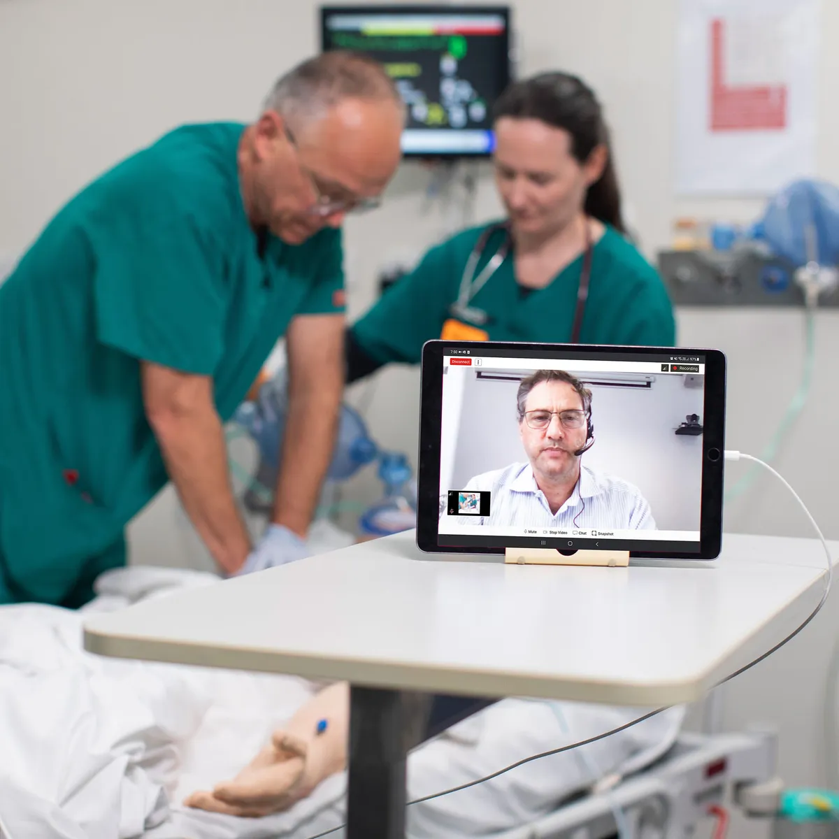 Doctor conducting telehealth consultation